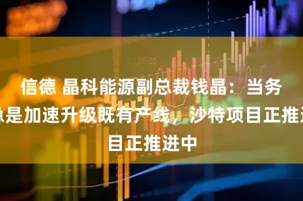 信德 晶科能源副总裁钱晶：当务之急是加速升级既有产线，沙特项目正推进中
