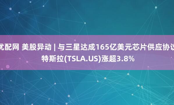 优配网 美股异动 | 与三星达成165亿美元芯片供应协议 特斯拉(TSLA.US)涨超3.8%